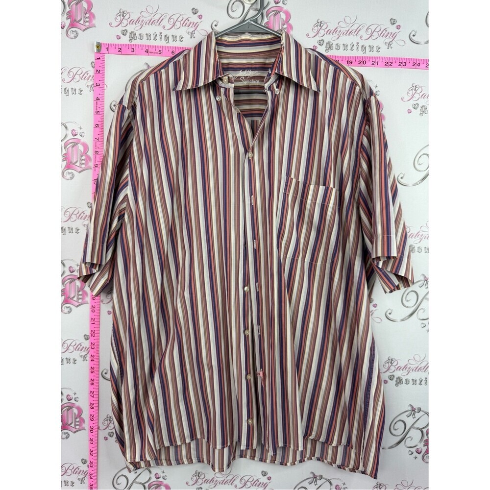 Shirt Men's Multicolor Vertical Stripe Short-Sleeve Dress Shirt